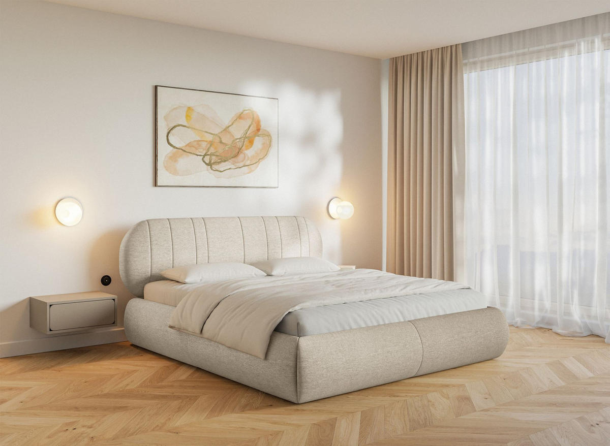 POLSTERBETT Asmelio Beige 180x200 cm - Beige, Holz/Textil (180/200cm) - Selsey