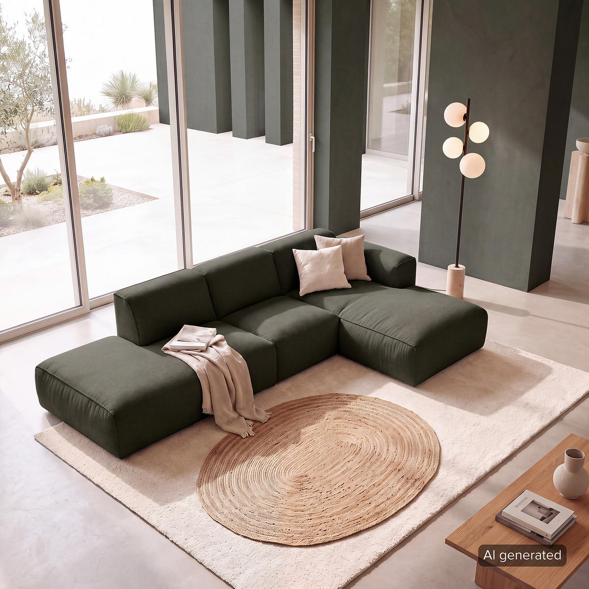 ECKSOFA mit Chaiselongue - Schwarz/Grau, Kunststoff/Textil (290/173cm) - home24