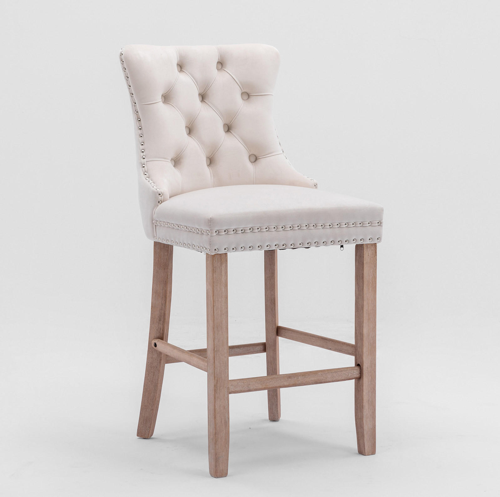 BARSTUHL 2er-Set mit hoher Rückenlehne Samt Beige - Beige, Metall (50/66/60cm) - Meubliv