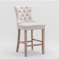 BARSTUHL 2er-Set mit hoher Rückenlehne Samt Beige - Beige, Metall (50/66/60cm) - Meubliv