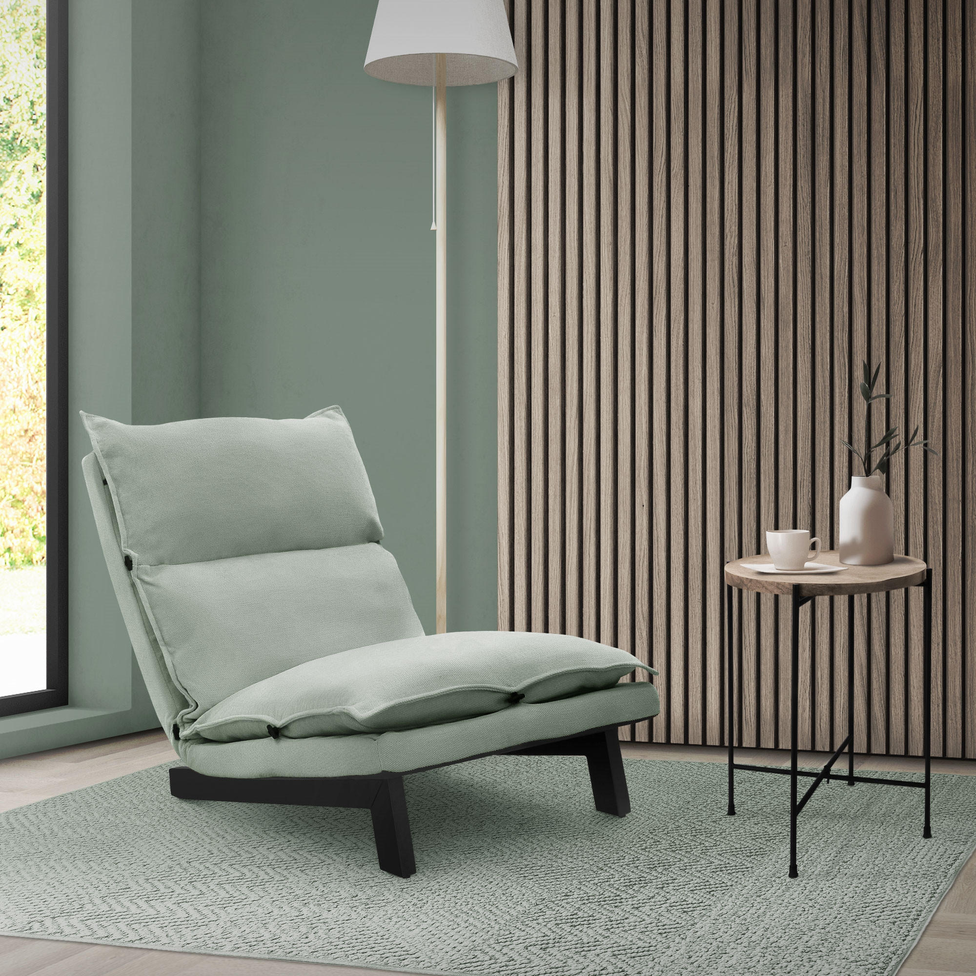 BODENSTUHL Grau-Grün - Schwarz/Hellgrün, Textil/Metall (59/73.5/96cm) - ML-DESIGN