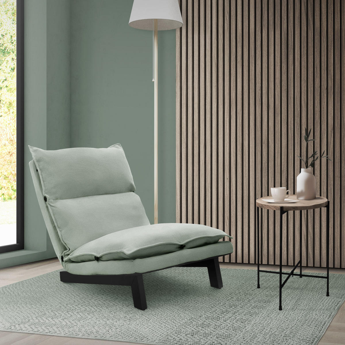 BODENSTUHL Grau-Grün - Schwarz/Hellgrün, Textil/Metall (59/73.5/96cm) - ML-DESIGN