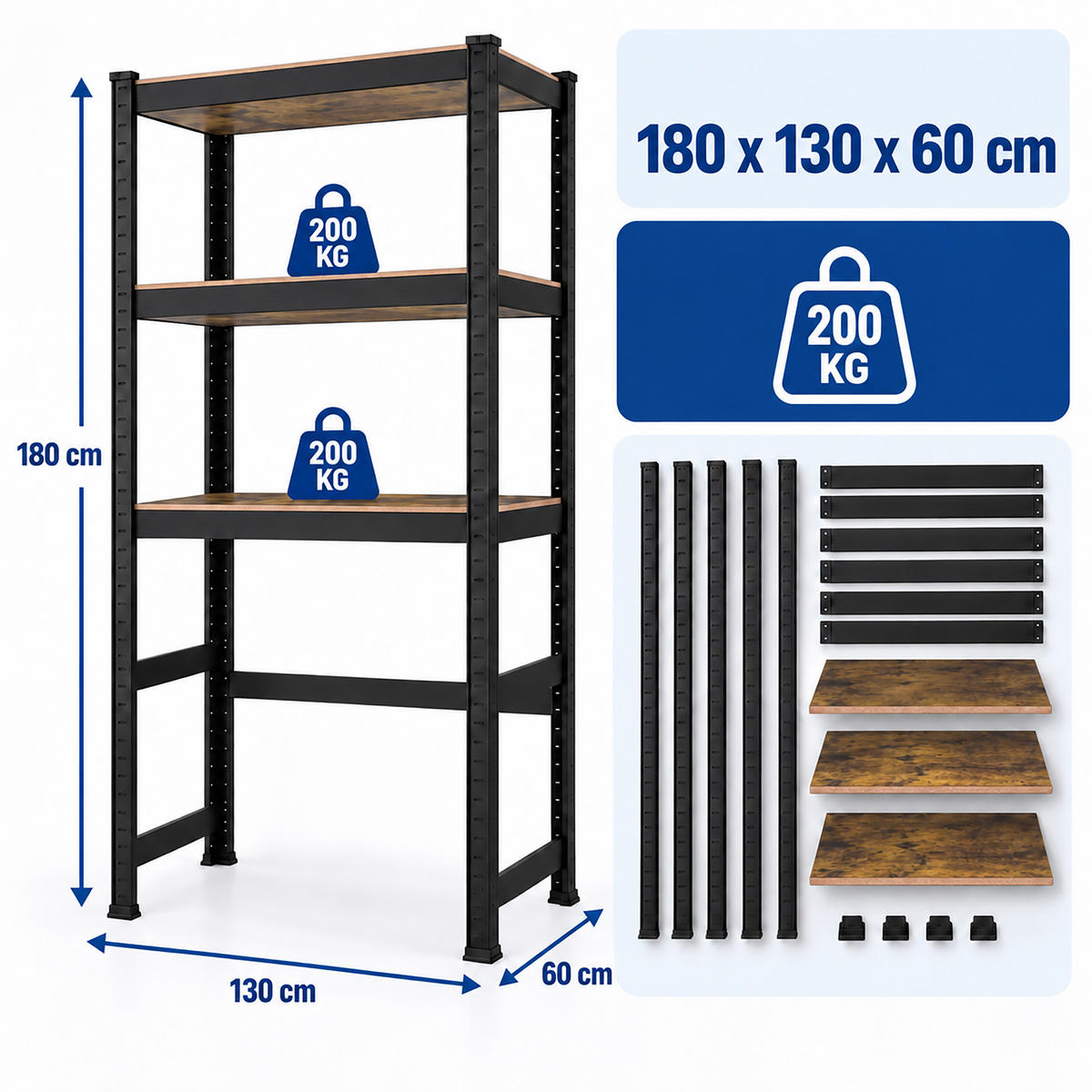 RAFT Maro Negru deasupra mașinii de spălat - negru, material plastic/compozit lemnos (130/180/60cm) - Relaxdays