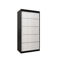 SCHWEBETÜRENSCHRANK 200/100/62 2-türig - Silberfarben/Schwarz, Holz/Kunststoff (100/200/62cm) - MÖBEL KRYSPOL