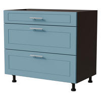 SCHUBLADENUNTERSCHRANK Bari D3/90 Lava / RAL 5024 pastellblau 90 / 50 / 82cm Blum Teilauszug - Blau/Dunkelgrau, Holz/Holzwerkstoff (90/82/50cm) - Feldmann-Wohnen