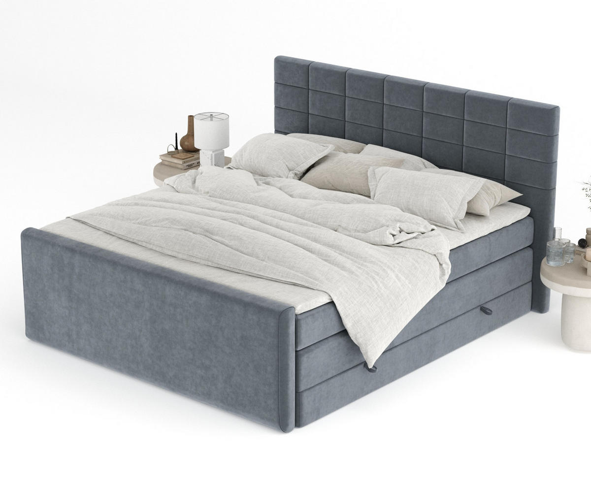 BOXSPRINGBETT Ava Grau 180/200 cm - Schwarz/Grau, Holz/Holzwerkstoff (180/200cm) - Maison de Reve