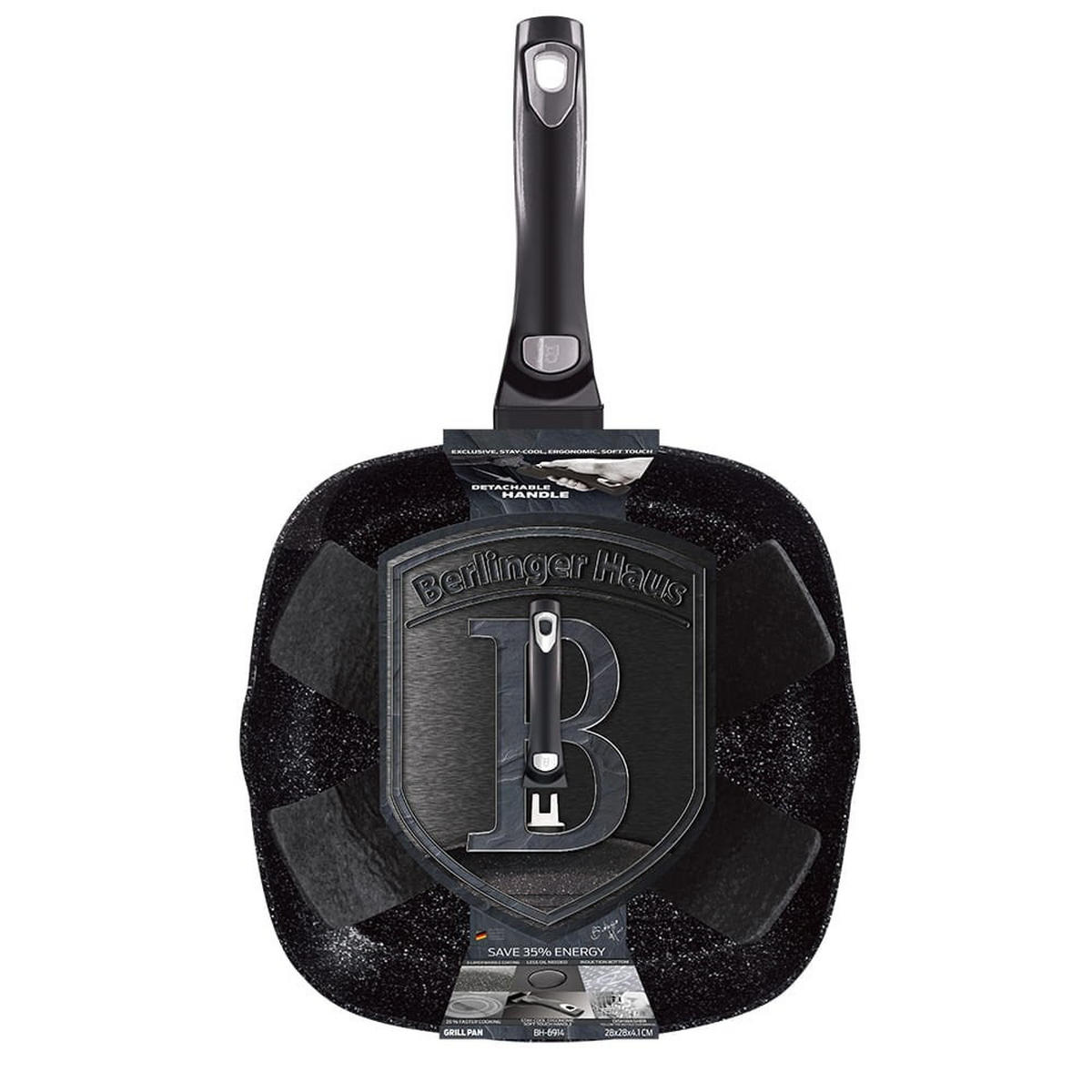 GRILLPFANNE Graphit 28/28/4.1 cm BH6914 - Graphitfarben, Metall (28cm) - Berlinger Haus