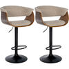 BARHOCKER 2er Set Stoff walnuss/creme - Walnussfarben/Creme, Textil/Metall (60/90/51cm) - CLP