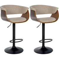 BARHOCKER 2er Set Stoff walnuss/creme - Walnussfarben/Creme, Textil/Metall (60/90/51cm) - CLP