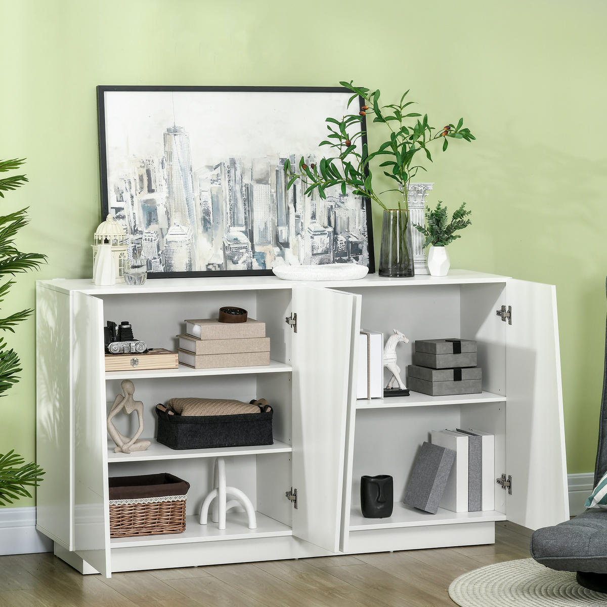 SIDEBOARD Weiß Hochglanz 150/40/88 cm - Weiß, Holzwerkstoff (150/88/40cm) - PANGIVO