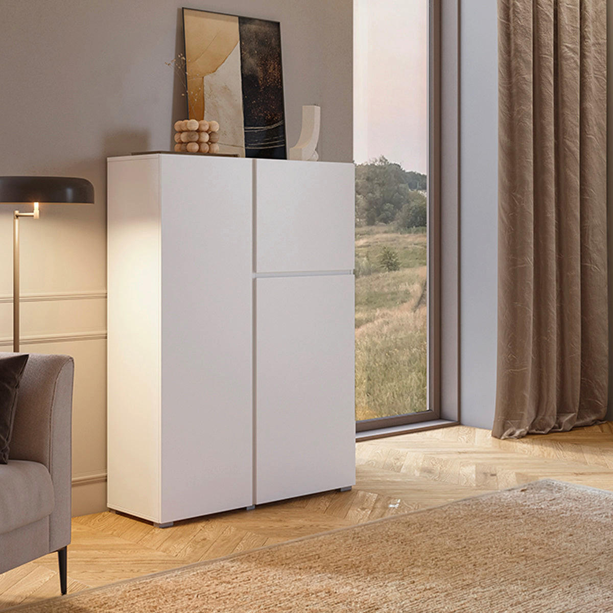KOMODA Maxis Biela - biela, kompozitné drevo (92/139/40cm) - Petits-meubles