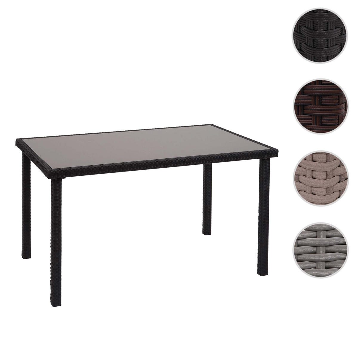 POLY-RATTAN TISCH rechteck Schwarz - Schwarz, Kunststoff (75/120/71cm) - MCW