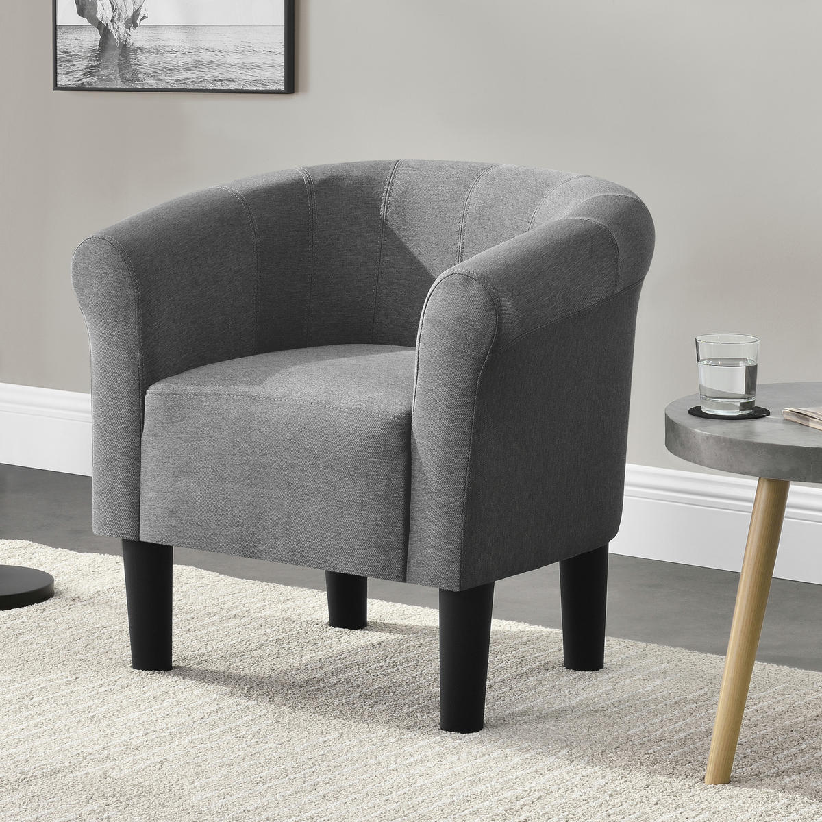 SESSEL Jelgava Textil Hellgrau - Hellgrau, Textil (70/70/58cm) - [en.casa]
