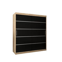 SCHWEBETÜRENSCHRANK 200/180/62 2-türig - Silberfarben/Schwarz, Holz/Kunststoff (180/200/62cm) - MÖBEL KRYSPOL
