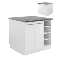 KÜCHENINSEL Fame-Line Weiß Hochglanz/Weiß 90 cm ohne AP - Weiß Hochglanz/Weiß, Holzwerkstoff (90/82/82cm) - Vicco
