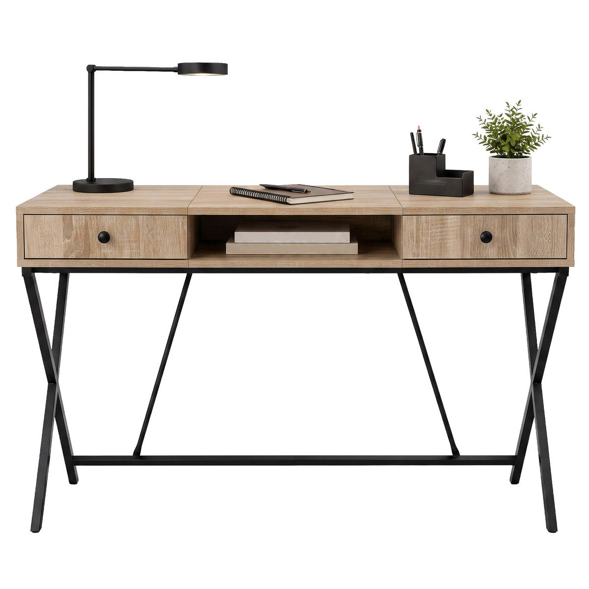 SCHREIBTISCH CROSSLINE 120 cm Eiche Sonoma - Schwarz/Sonoma Eiche, Holzwerkstoff (50/120/80.5cm) - Akord
