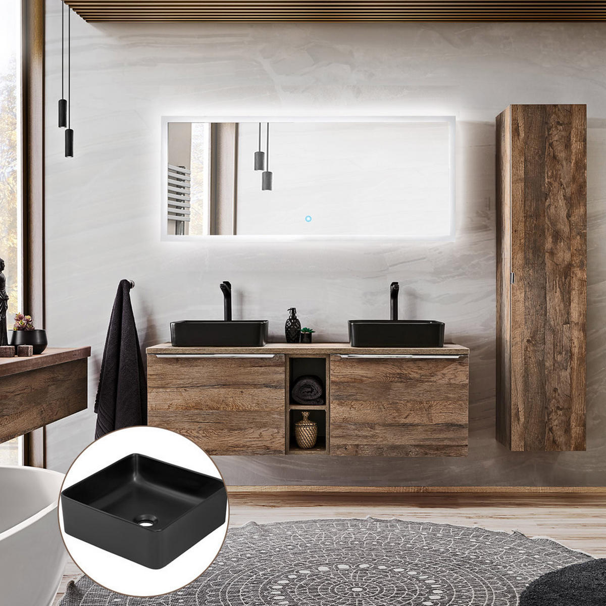 BADMÖBEL-SET 8-TLG. Puebla-56 - Braun, Holzwerkstoff (190/200/46cm) - Lomado