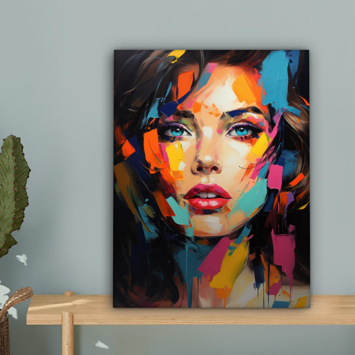 LEINWANDBILD Frau - Porträt - Farbenfroh - Kunst 30x40 cm - Multicolor, Textil (30/40cm) - MuchoWow