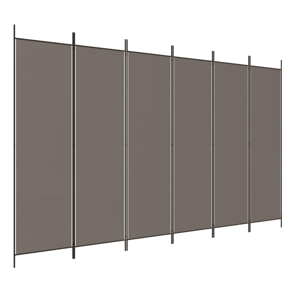 PARAVENT 6-teilig Anthrazit 300/220 Cm Stoff - Anthrazit, Textil (300/220/0.1cm) - vidaXL