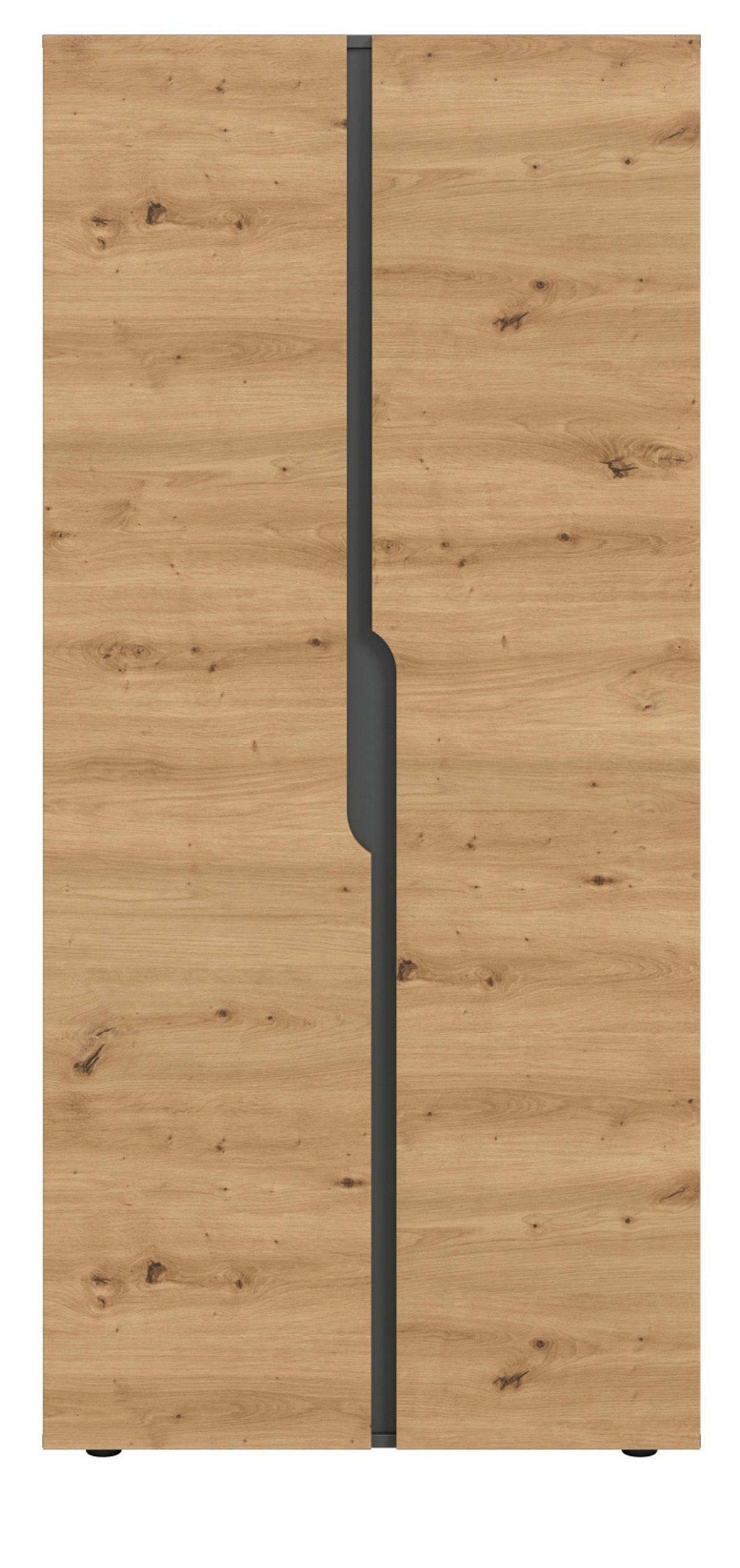 KLEIDERSCHRANK Eiche Artisan, grau 81 x 176 cm, Drehtürenschrank 2-türig - Schwarz/Eiche Artisan, Holzwerkstoff/Kunststoff (81/176/51cm) - Inn.Furn
