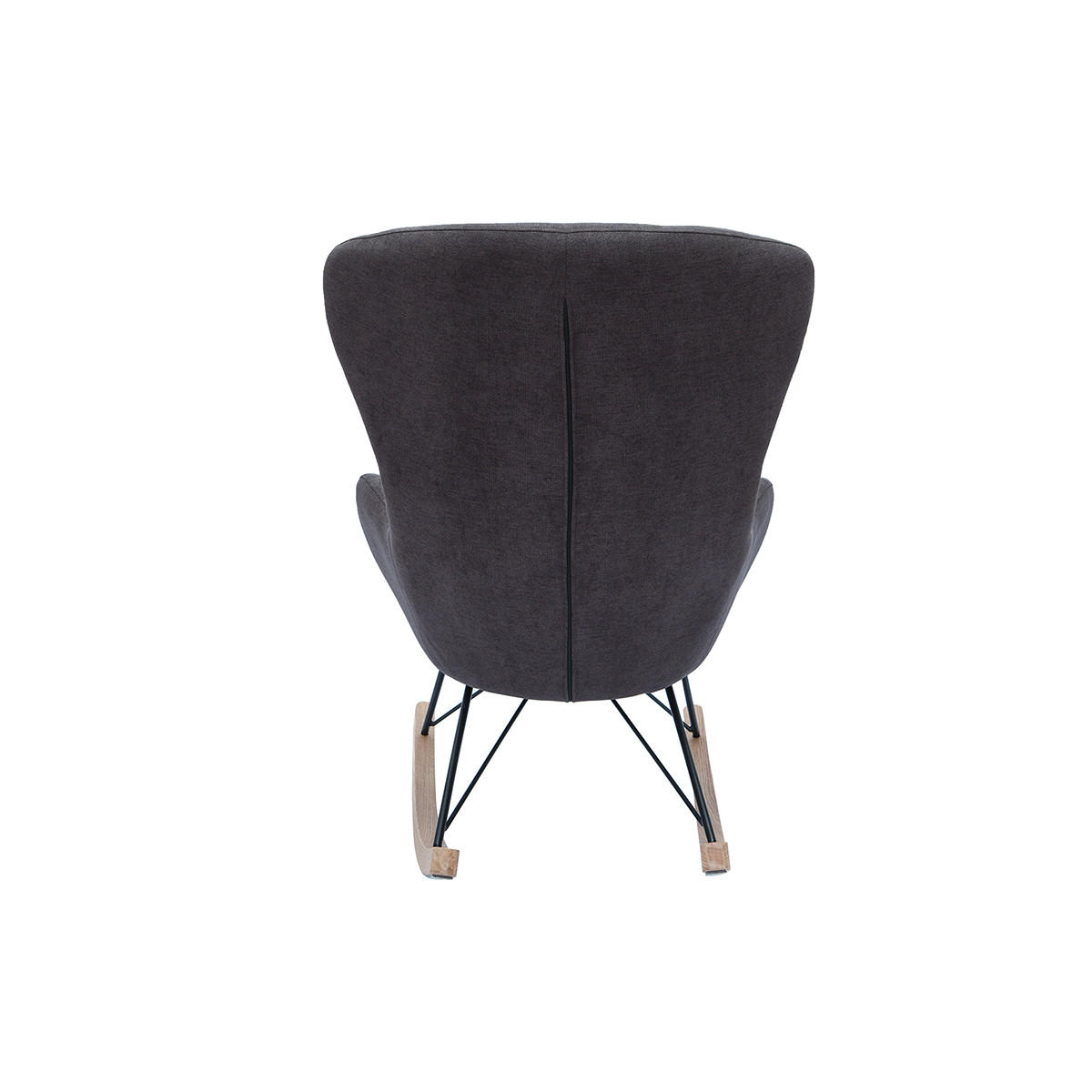 SCHAUKELSTUHL Design Grau Stoff Samteffekt ESKUA - Anthrazit, Textil (104/101/76cm) - Miliboo