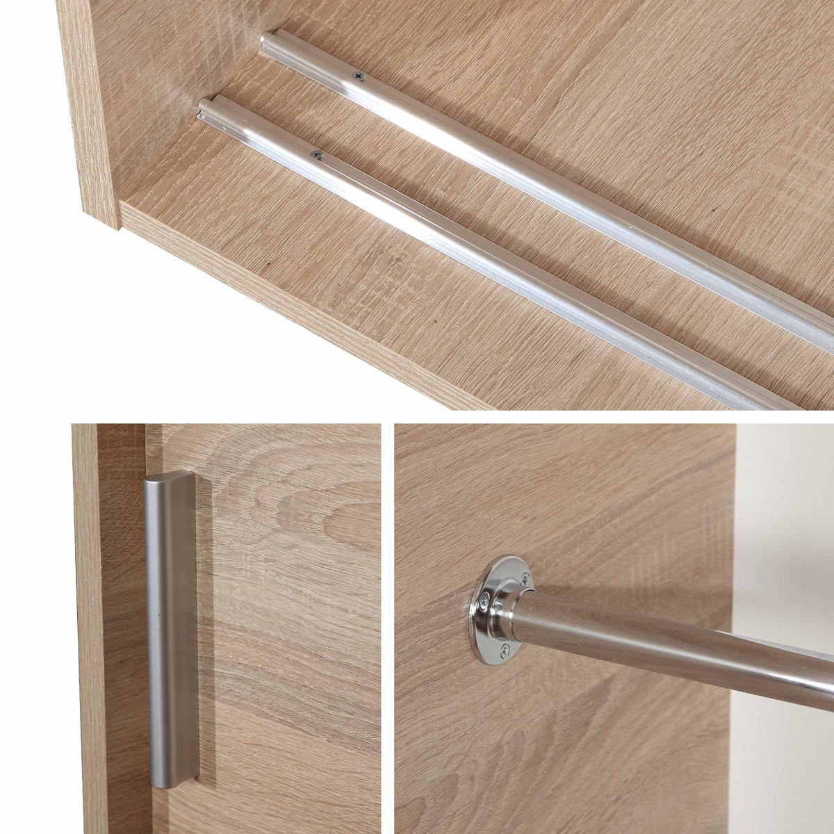 SCHWEBETÜRENSCHRANK Rejat 120 - Silberfarben/Weiß, Holzwerkstoff/Kunststoff (120/205/60cm) - MIRJAN24