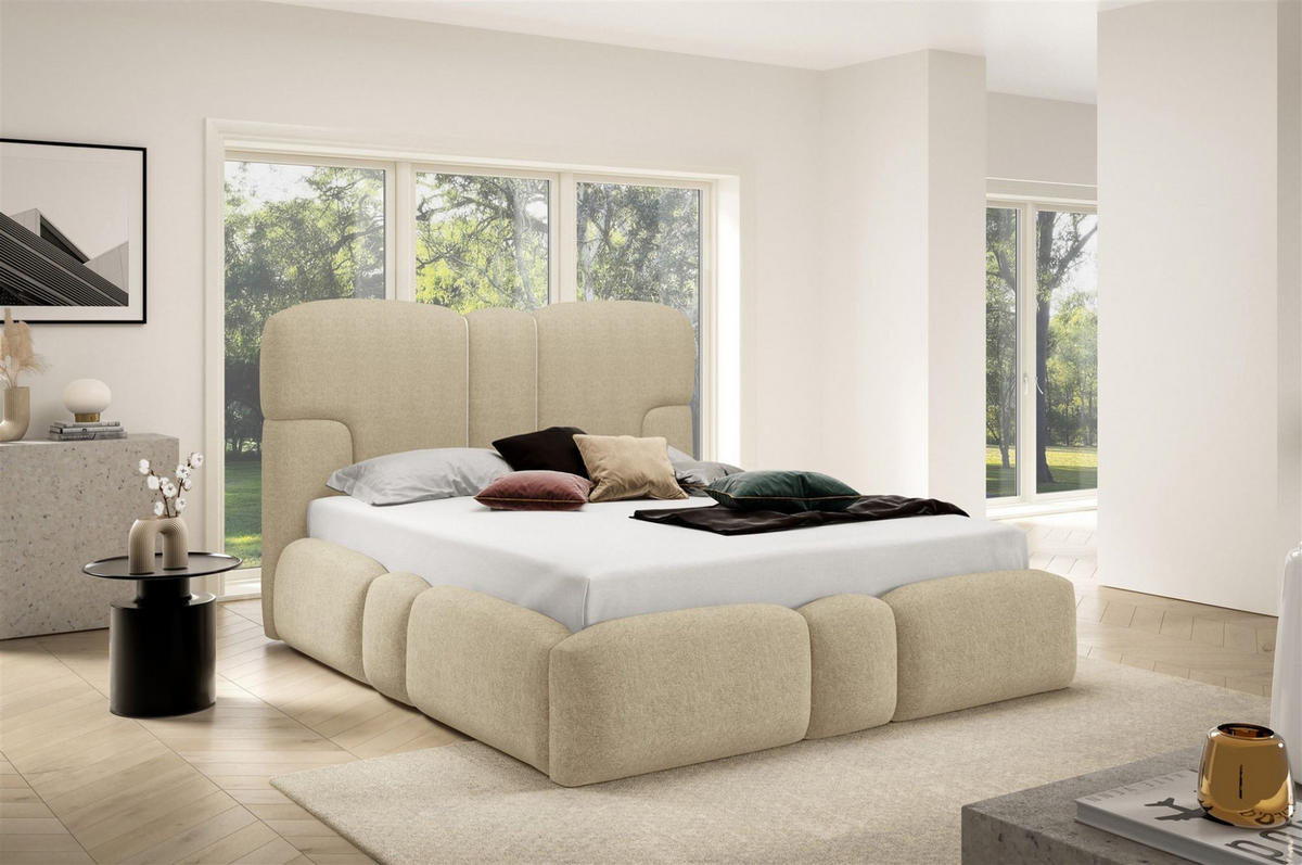 POLSTERBETT Jordan - Beige, Holzwerkstoff/Textil (120/200cm) - Fun Möbel