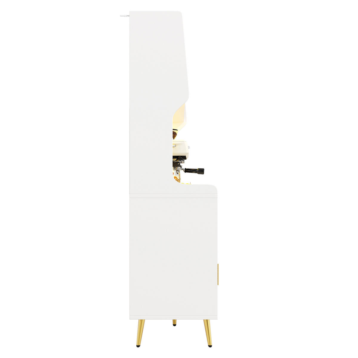 GESCHIRRSCHRANK aus MDF & Glas 145x39x171cm in Weiß mit LED - Weiß, Holzwerkstoff (145/171/39cm) - Modfu