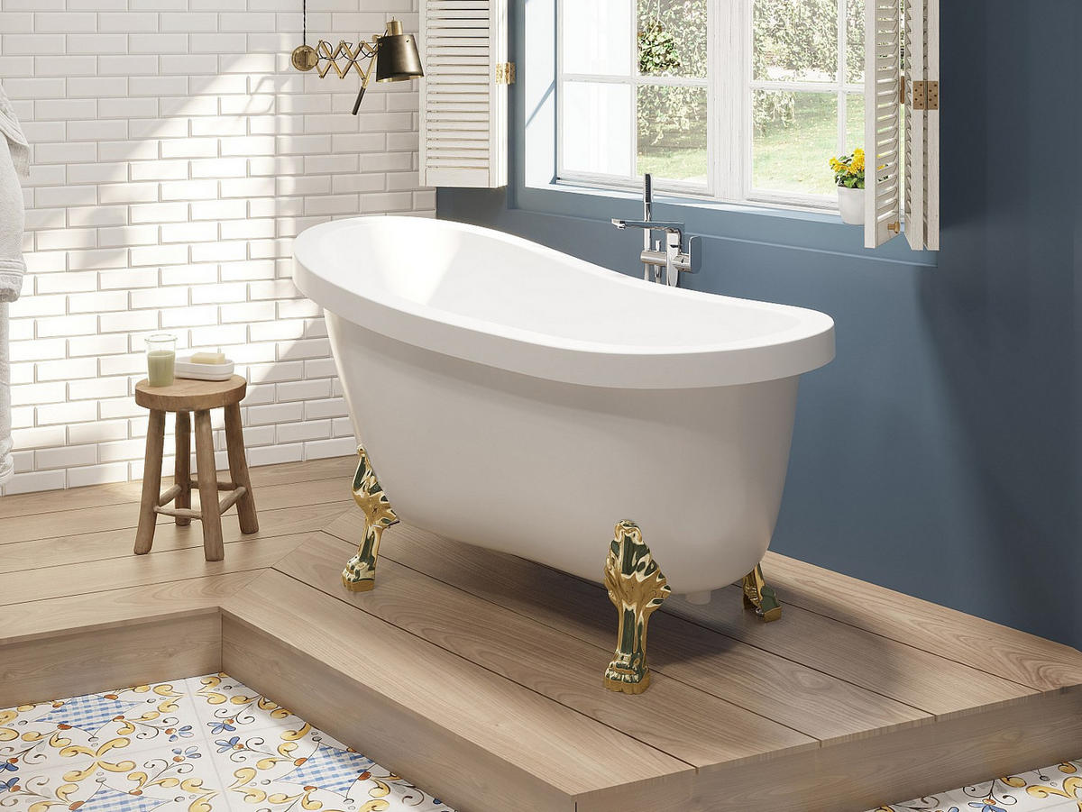 FREISTEHENDE Badewanne mit Füßen - 1 Person - acryl - weiß Nisos - Weiß, Kunststoff (145/77/74cm) - Vente-Unique