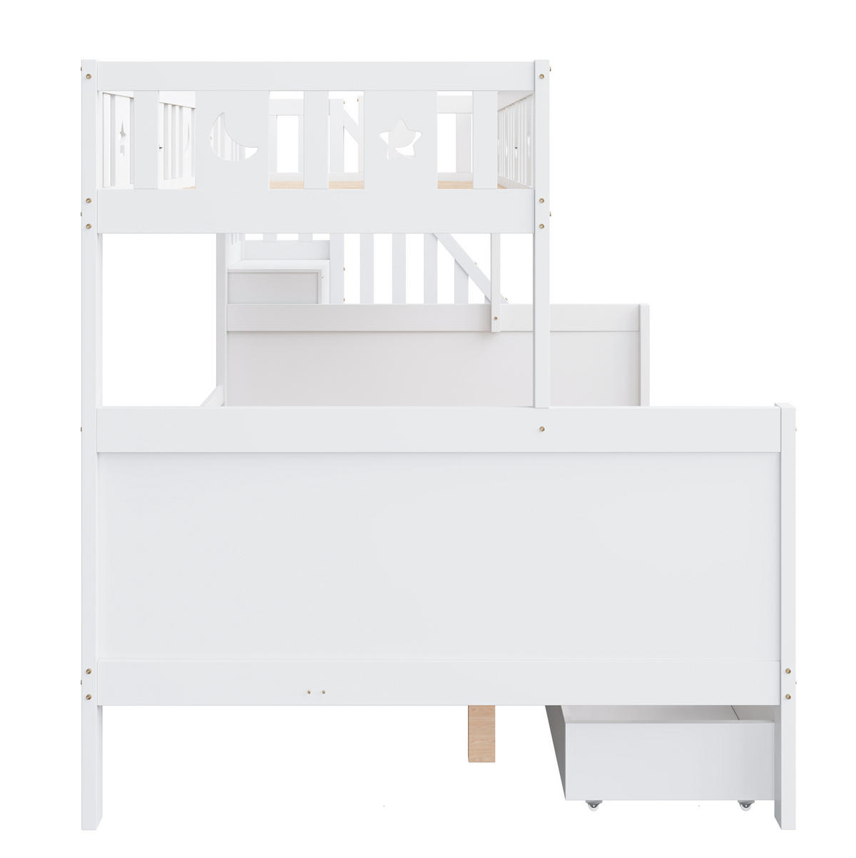 ETAGENBETT 90/200 & 140/200 cm mit Stauraumtreppe, 2 Schubladen und Lattenrost, Weiß - Weiß, Holzwerkstoff (90/200cm) - Redom