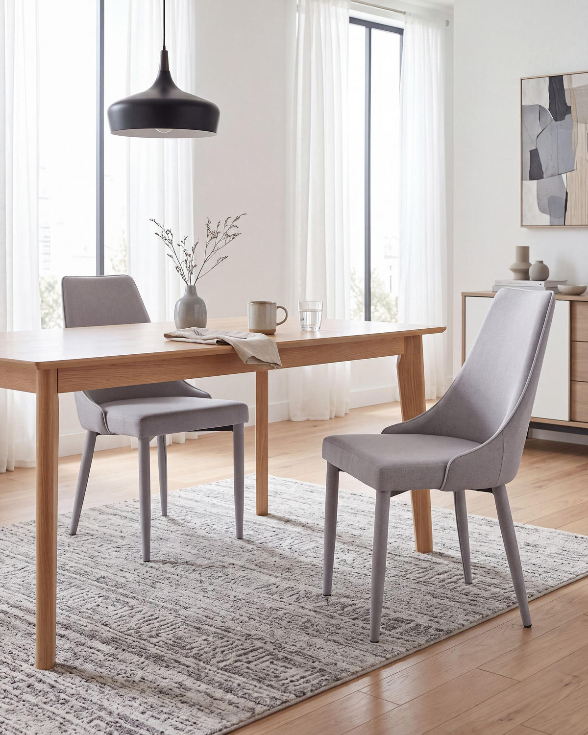 JÍDELNÍ ŽIDLE sada 2 ks čalounění Šedá Camino - šedá, kov/textil (50/90/60cm) - Beliani