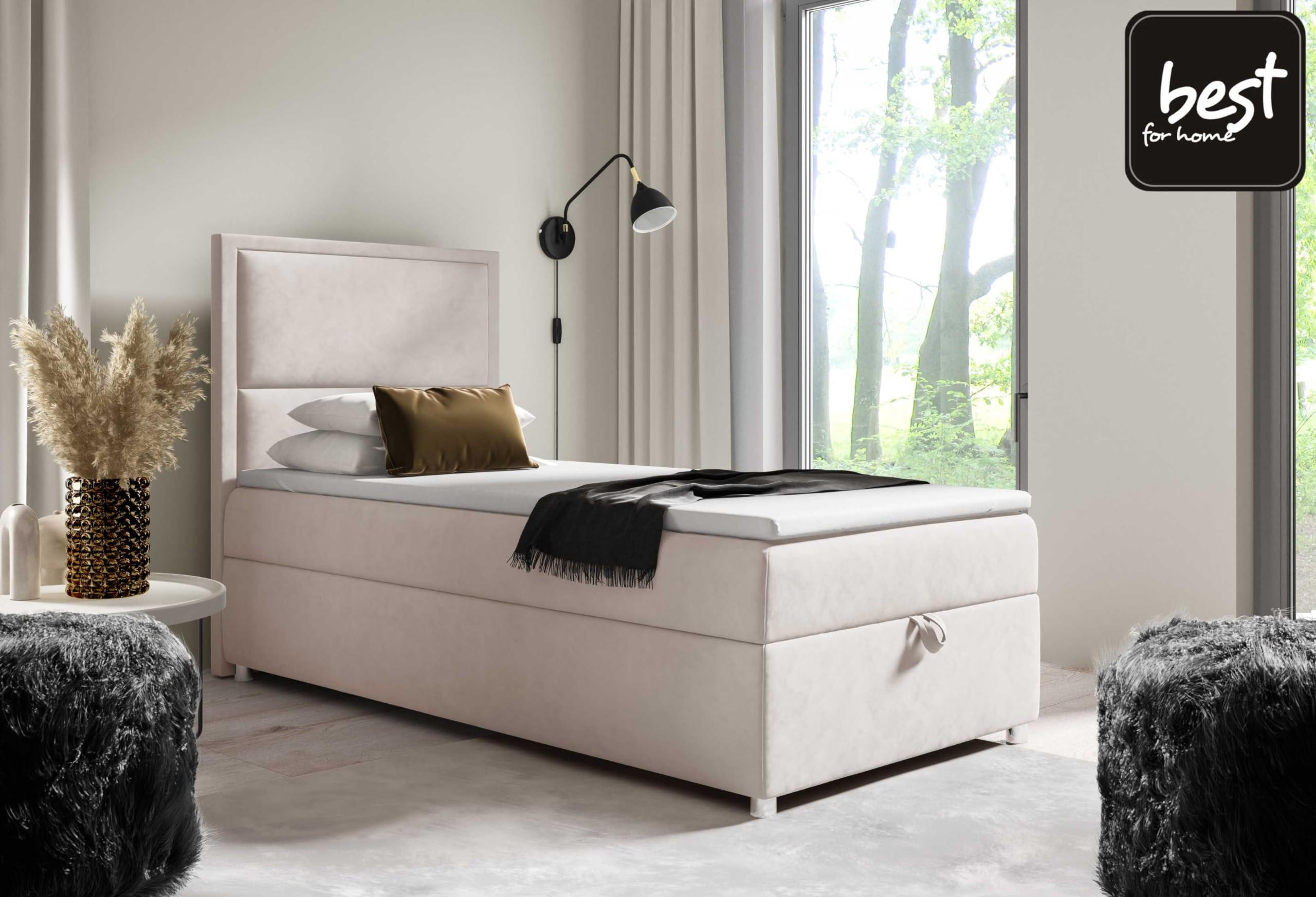 BOXBETT mit Bettkasten Trinity K11-SINGLE Bonellfederkern inkl. Topper - Creme, Holz/Holzwerkstoff (80/200cm) - Best For Home