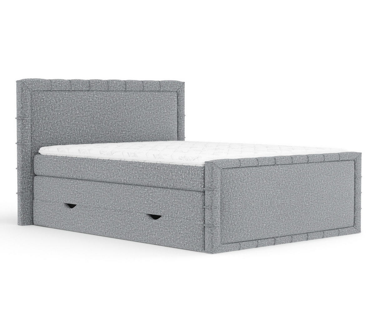BOXBETT Estelle Grau 180/200 cm im Boucle-Stoff - Schwarz/Grau, Holz/Holzwerkstoff (180/200cm) - Maison de Reve
