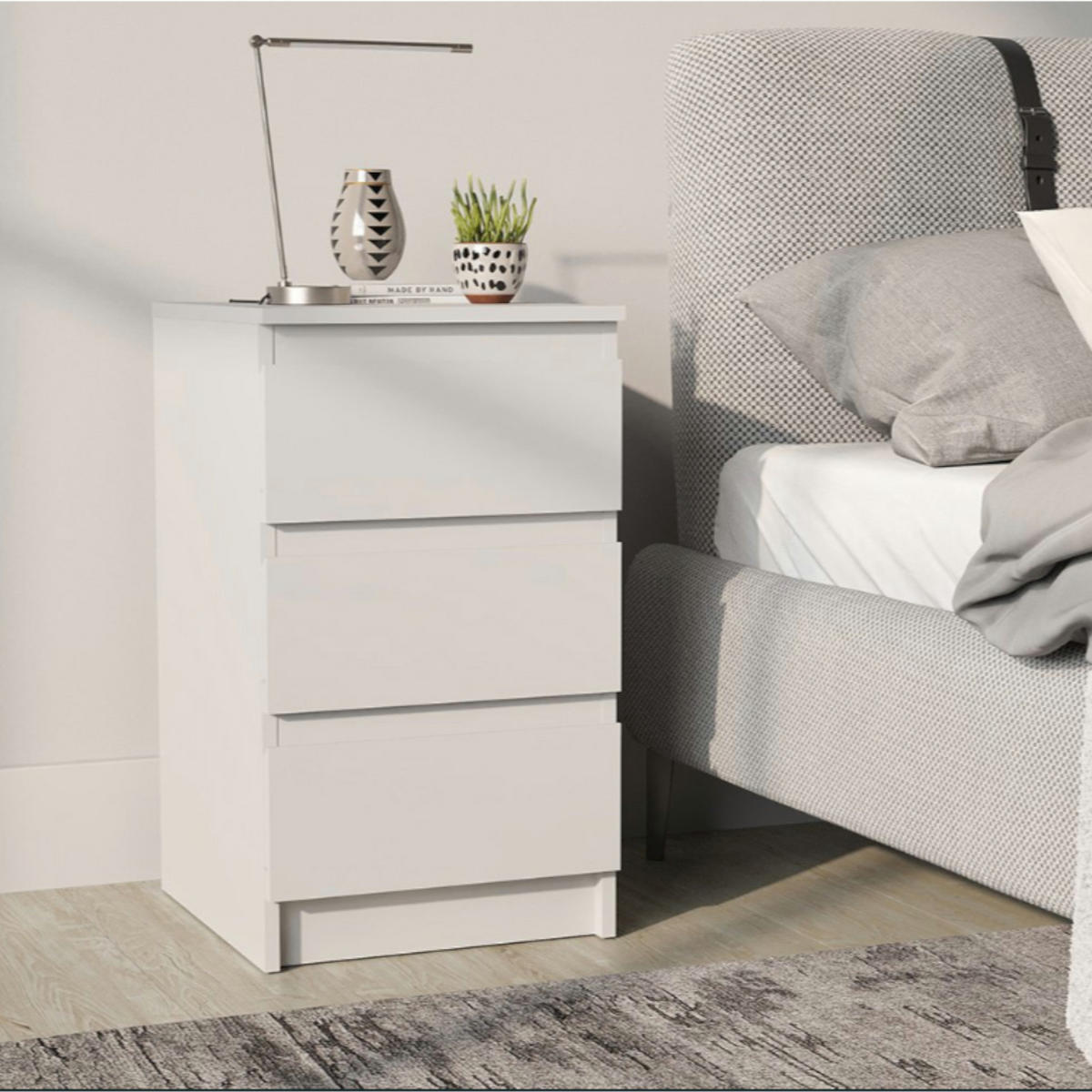 SIDEBOARD SOLA KOM3-3S Schubladen Weiß - Weiß, Holzwerkstoff/Kunststoff (40/69/43cm) - Komodee