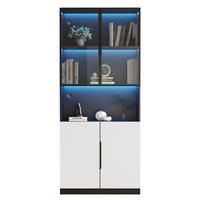 VITRINE 160/30/200 cm in Weiß mit Glastüren und LED-Beleuchtung - Weiß, Holzwerkstoff (30/200/160cm) - Flora Grace