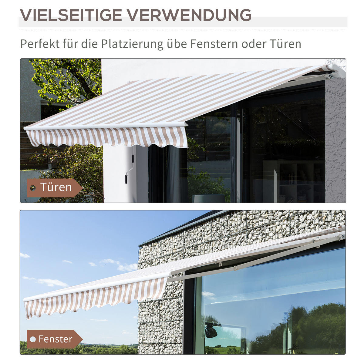 MARKISE, Grau, Aluminum, Metall, Polyester - Beige, Metall (245/150/295cm) - Outsunny