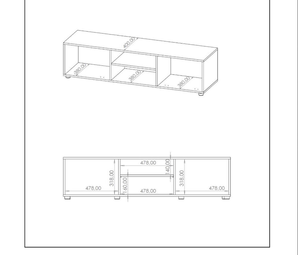 TV-SCHRANK Modena 150cm in der Farbe Eiche Artisan - Schwarz/Eiche Artisan, Holzwerkstoff/Kunststoff (150/38/40cm) - Ravio
