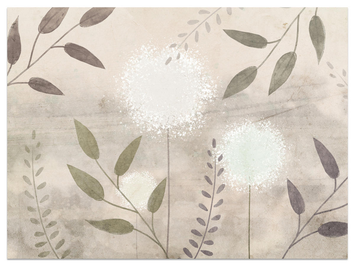 FOTOTAPETE Löwenzahn Blätter Retro 200x140 - Beige/Braun, Papier (200/140cm) - Muralo