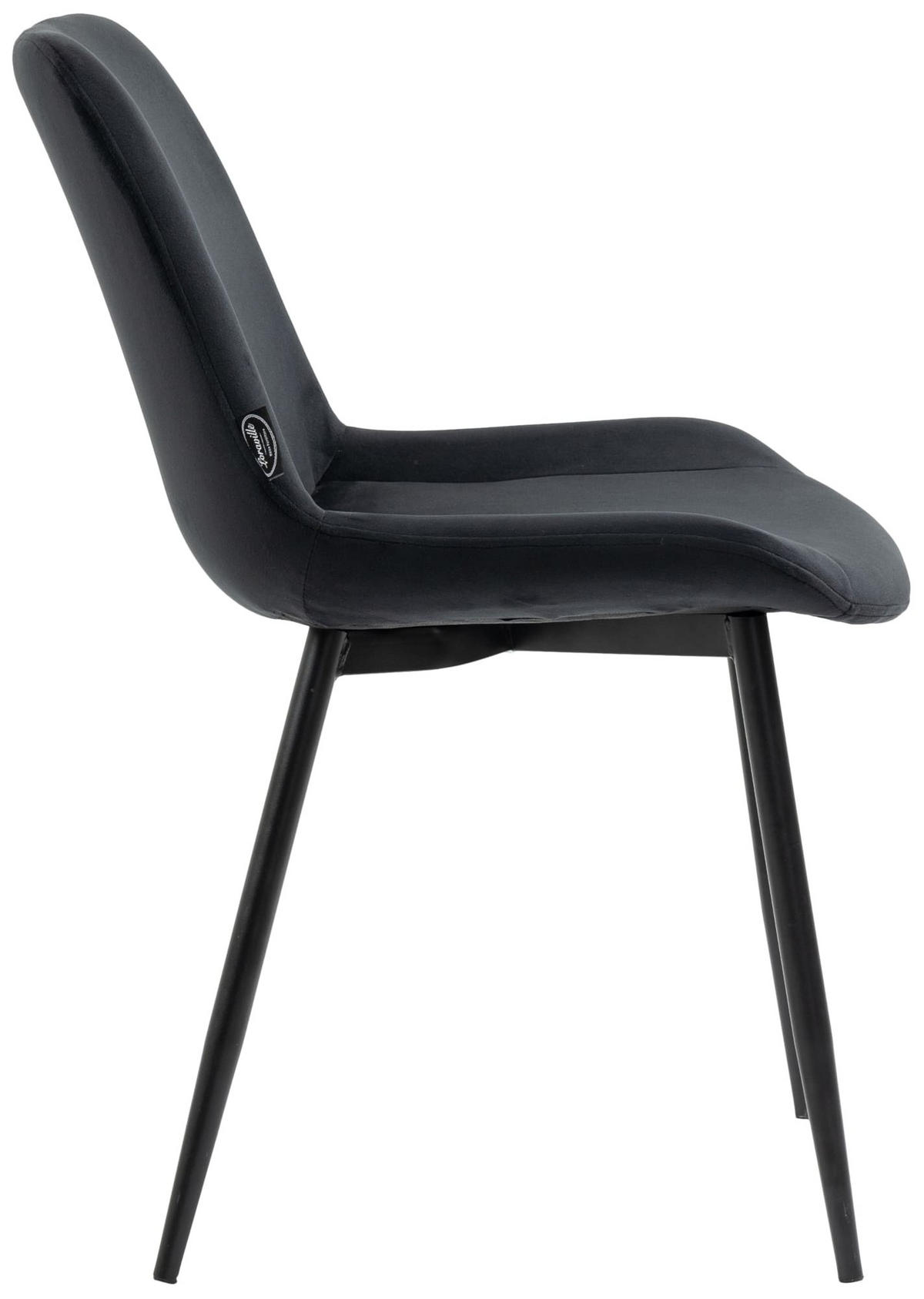 STUHL 2er Set Samt schwarz - Schwarz, Textil/Metall (51/80/60cm) - CLP