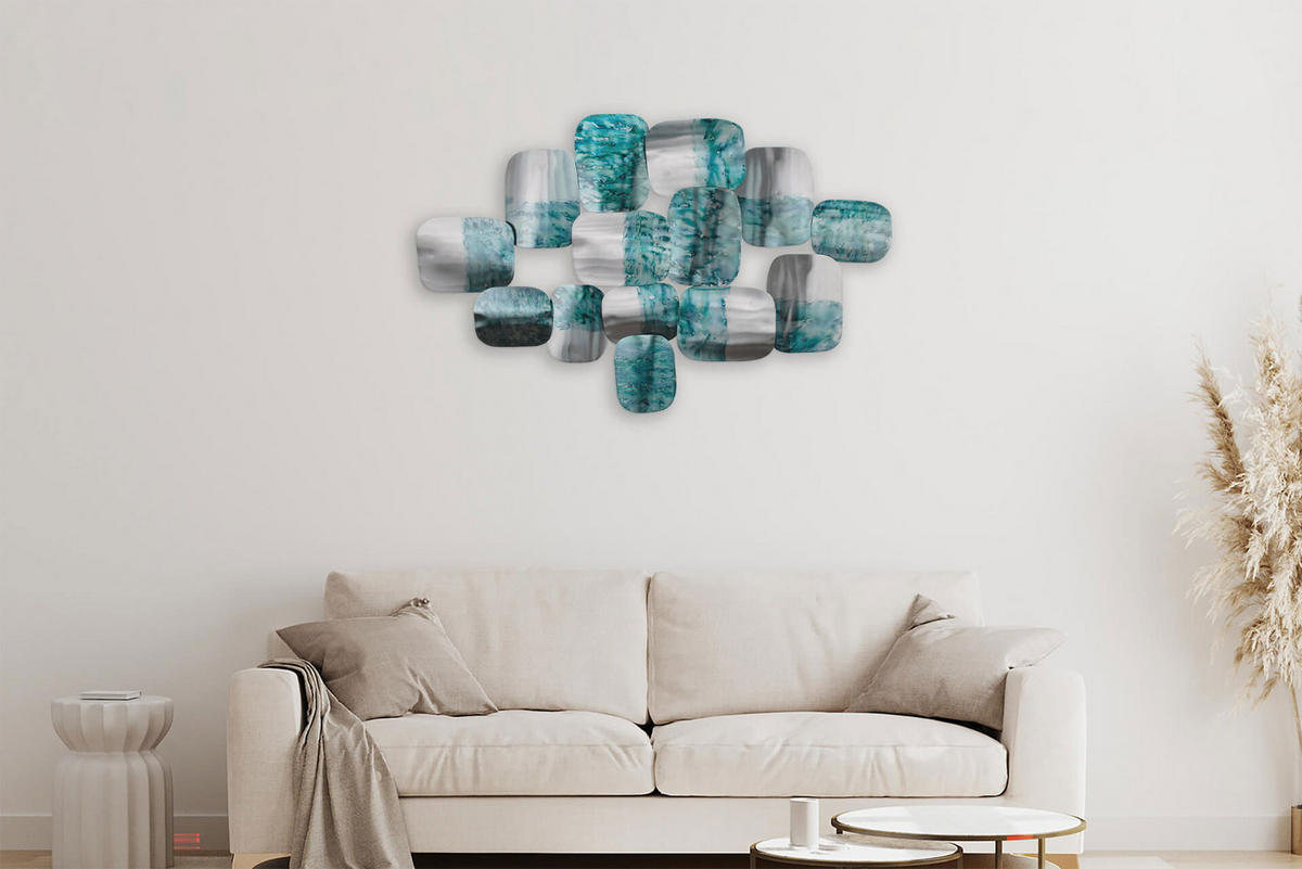 WANDDEKO Blau 118/78 cm - Blau/Silberfarben, Metall (4.5/78/6cm) - KUNSTLOFT
