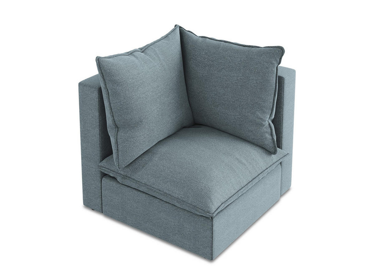 SOFAELEMENT Bouclé Stoff Blau - Pastellblau/Schwarz, Holzwerkstoff/Kunststoff (90/77/90cm) - Makamii