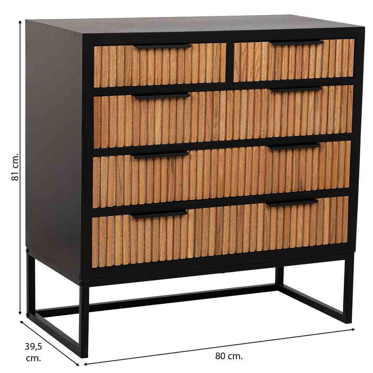 KOMMODE mit 4 schubladen aus holz und metall 80x39x81 cm - Braun, Holz (80/81/39cm) - Wanderlust