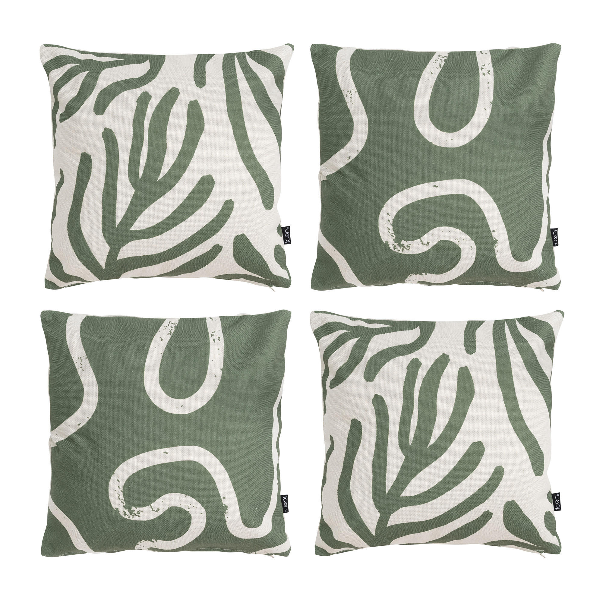 OUTDOOR-KISSEN 4er-Set - Creme/Grün, Textil (43/43cm) - icon