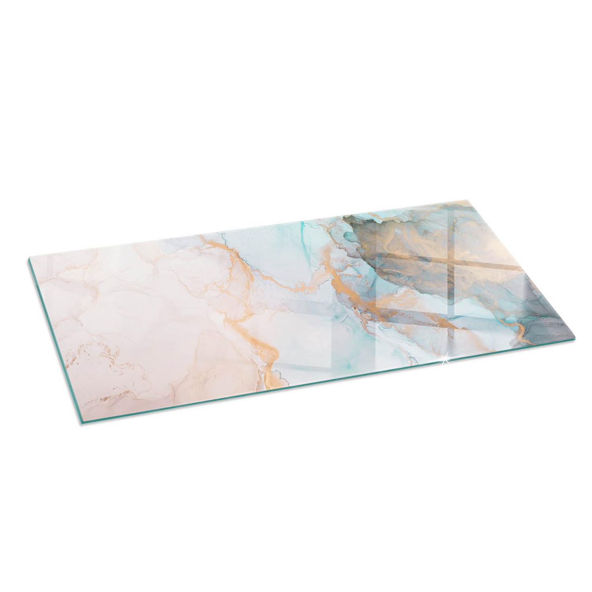 GLASPLATTE für Kamin 125x50 cm Türkis - Türkis, Glas (125/50/0.4cm) - ArtPrintCave