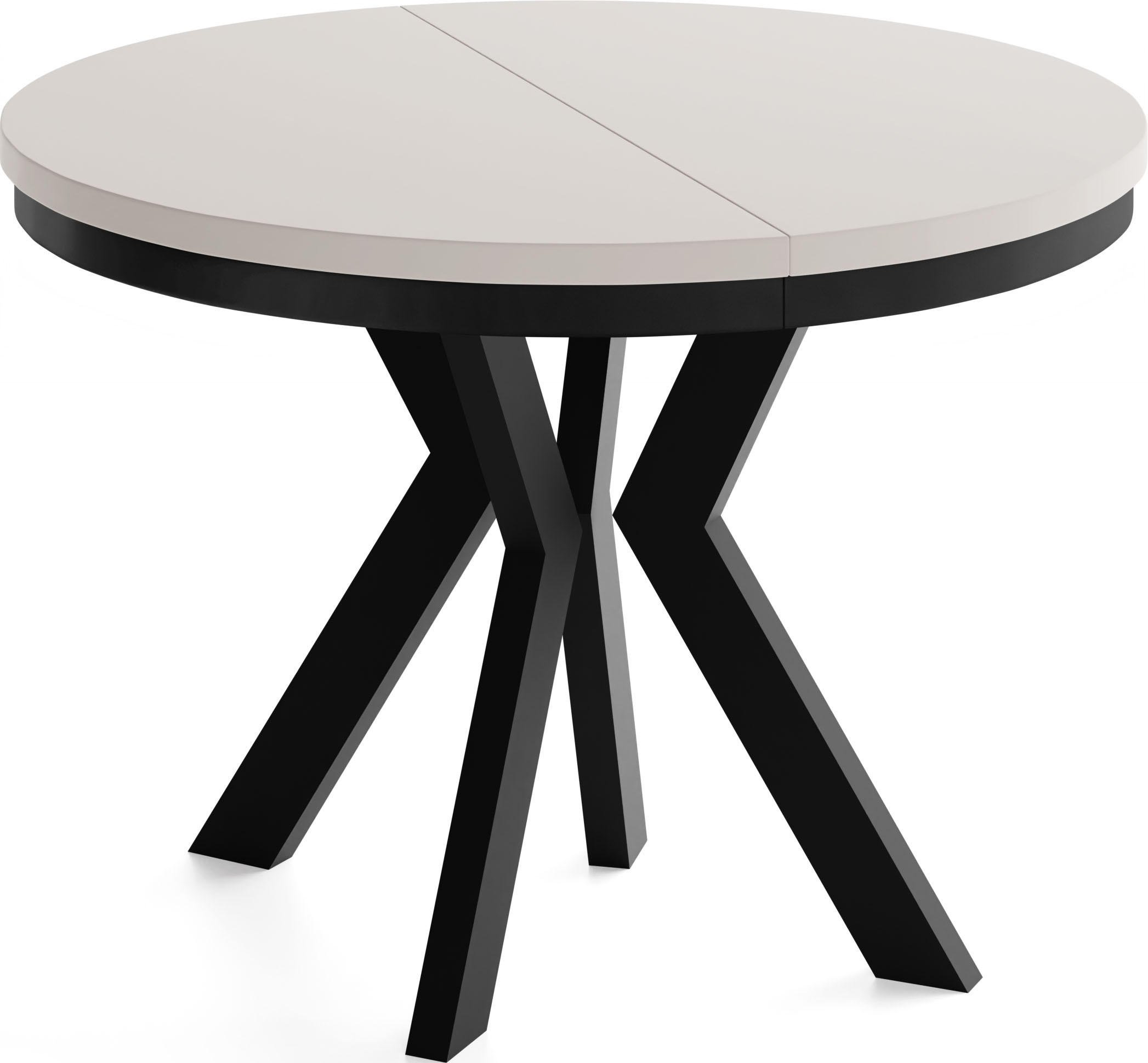 ESSTISCH Savio Neo rund ausziehbar verlängerbar XXL, Kaschmir 100-300/100/77 cm - Kaschmir/Schwarz, Holz/Holzwerkstoff (100/100/77cm) - WFL GROUP