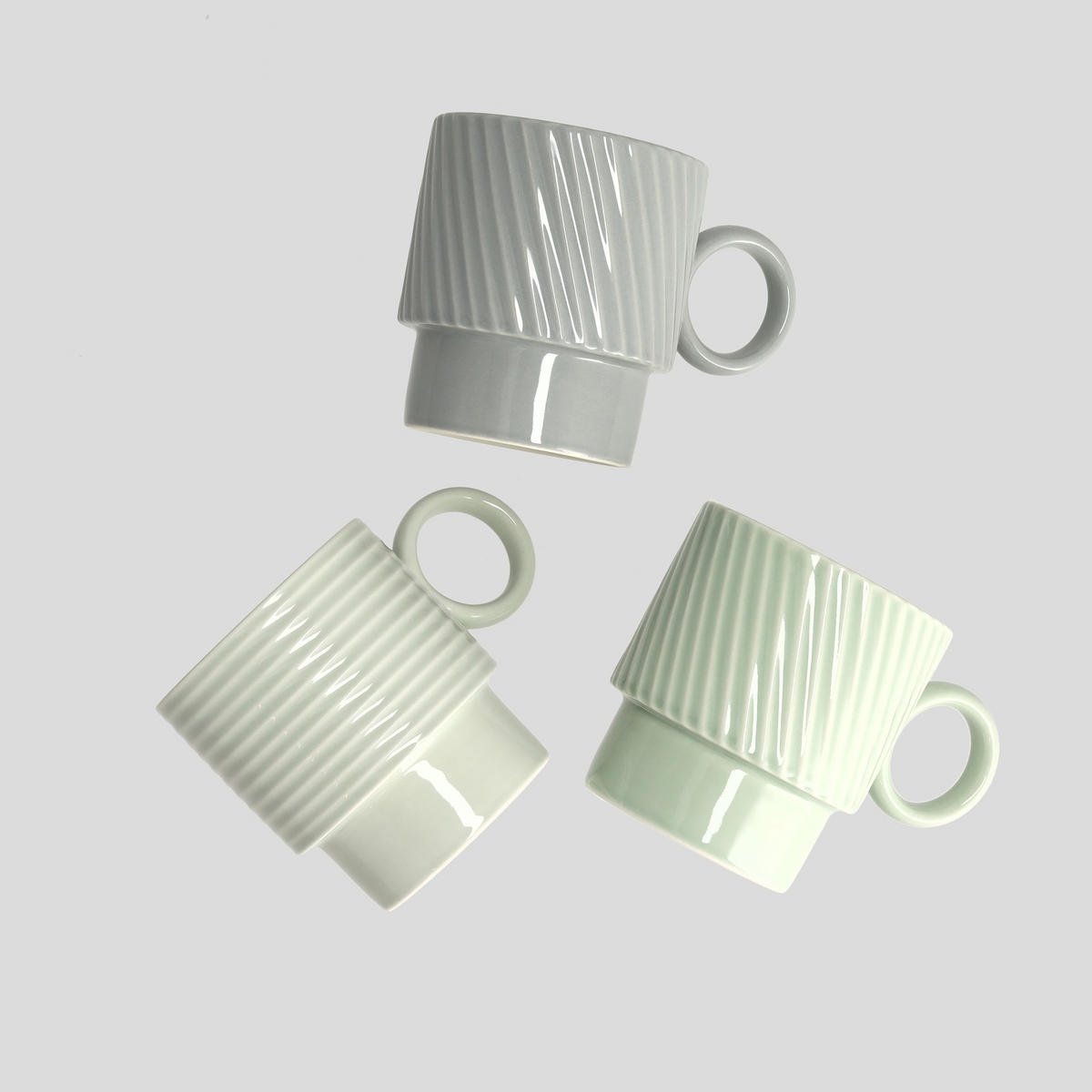 BECHERSET Corell (3er-Set) - Grün, Keramik (0.42L) - home&you