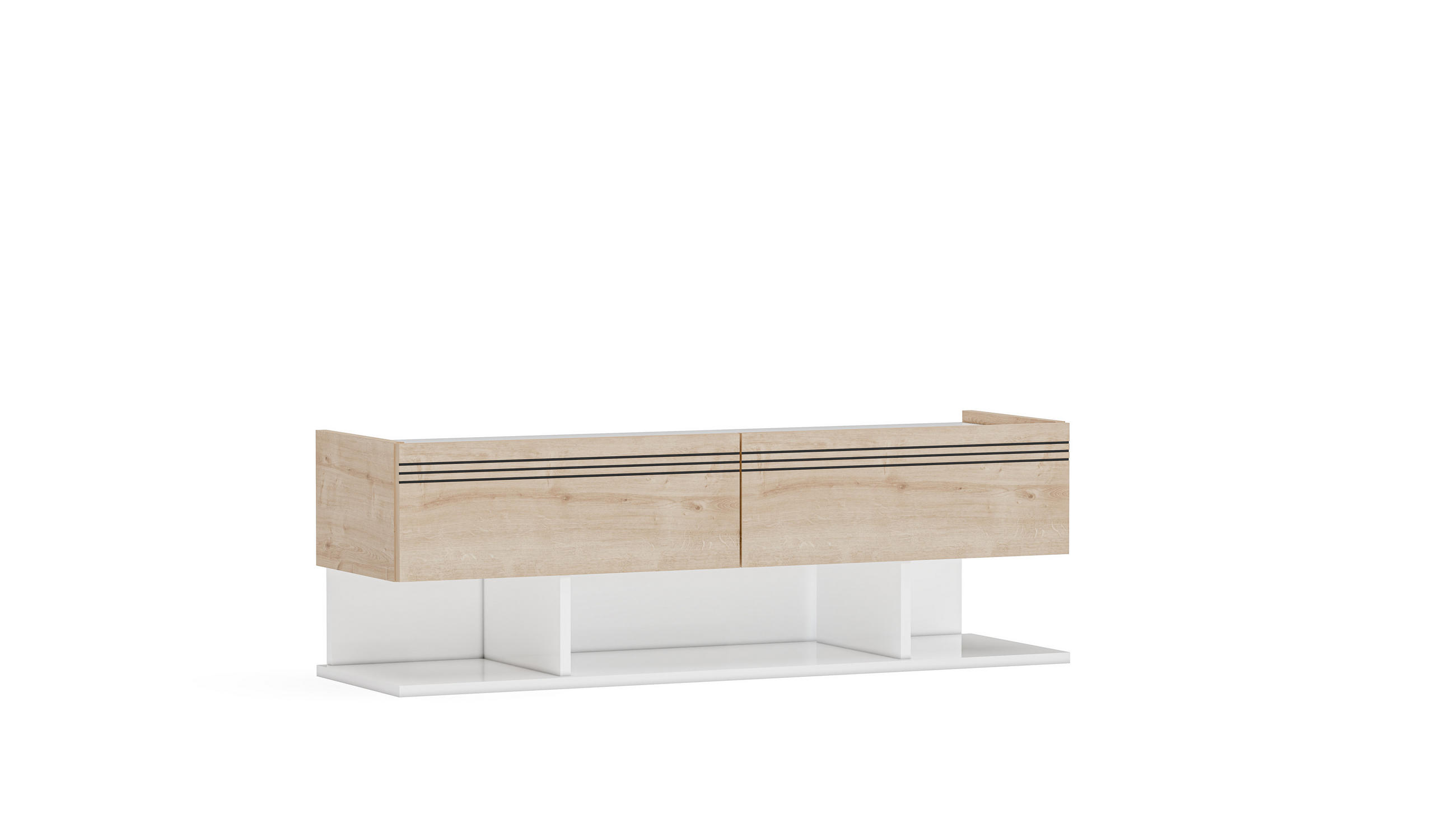TV-ELEMENT Kase Weiss Eiche - Eichefarben/Weiß, Holzwerkstoff (120/40/35cm)