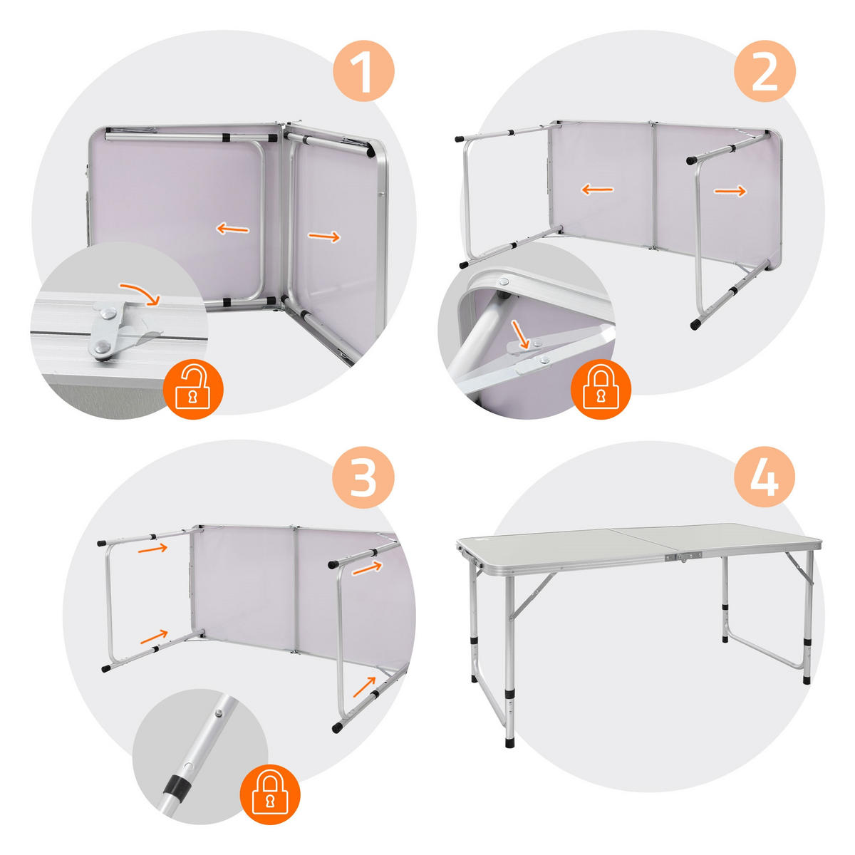 CAMPINGTISCH - Grau, Metall (120/60/70cm) - ECD-Germany
