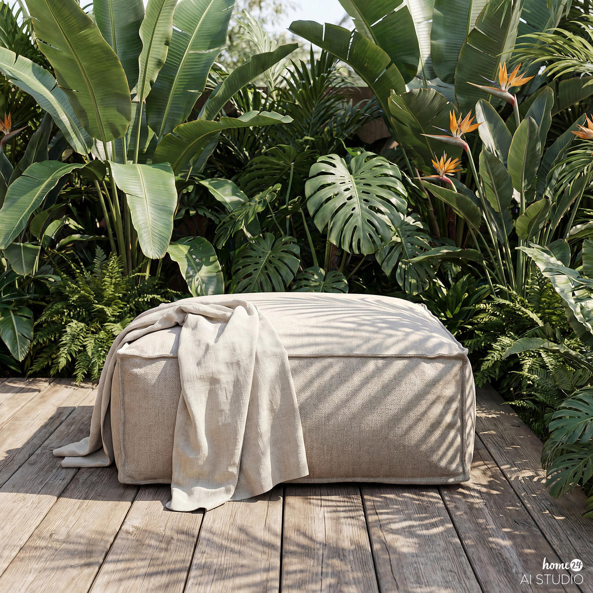 MODULARES HOCKERELEMENT - Olefin - Beige - Beige, Textil (95/35/95cm) - home24