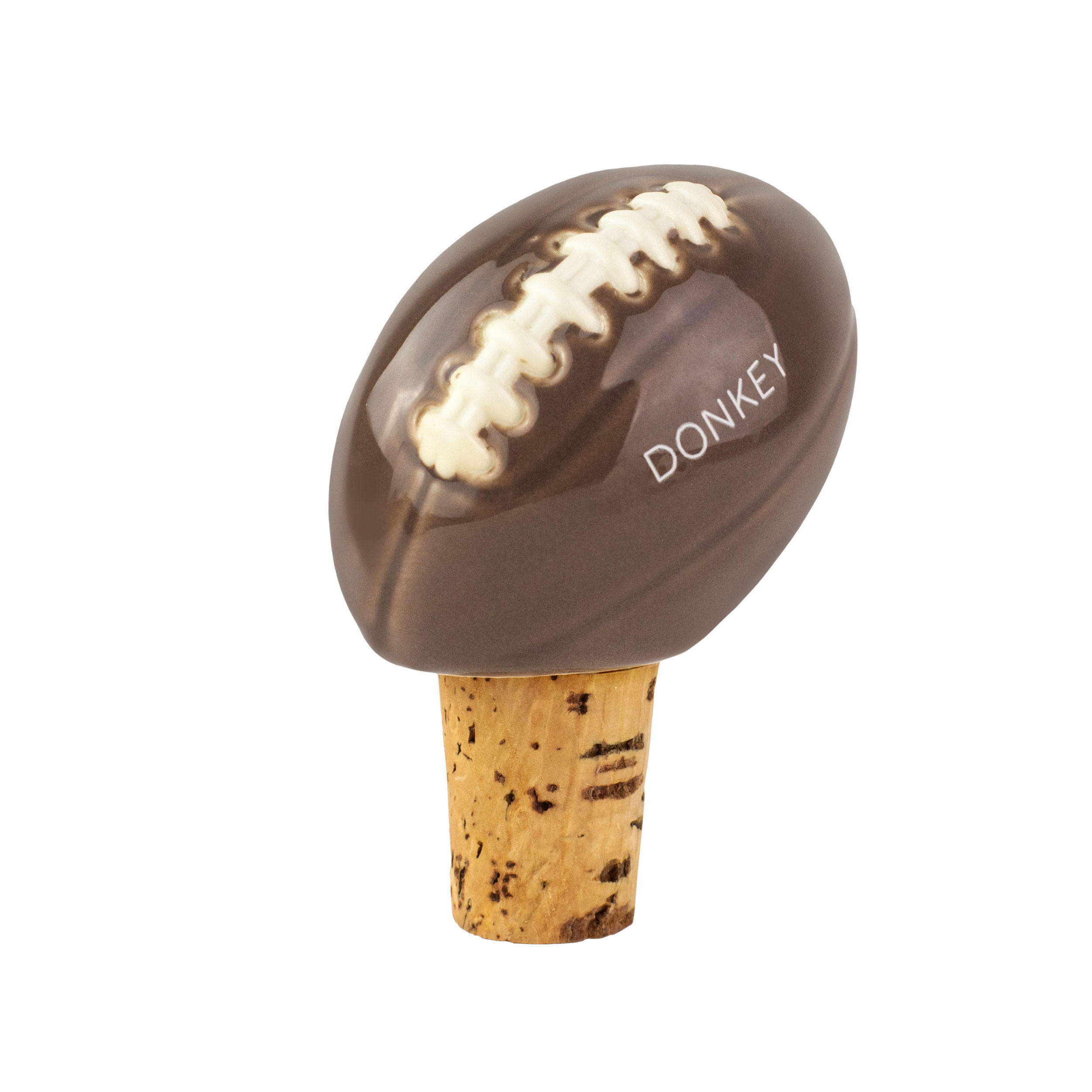 FLASCHENVERSCHLUSS Football, Porzellan, Kork, Braun - Braun, Keramik (4/7/5.5cm) - Donkey Products